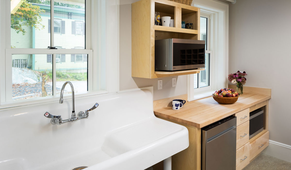 VNRC reused sink and maple countertops