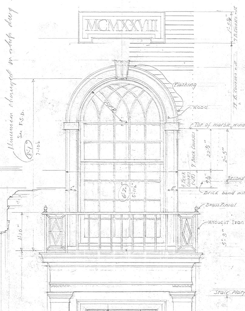 UVM Slade Hall McKim Mead and White window drawing